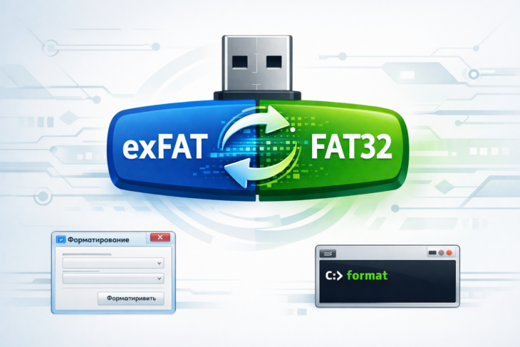Преобразование файловой системы флешки из exFAT в FAT32